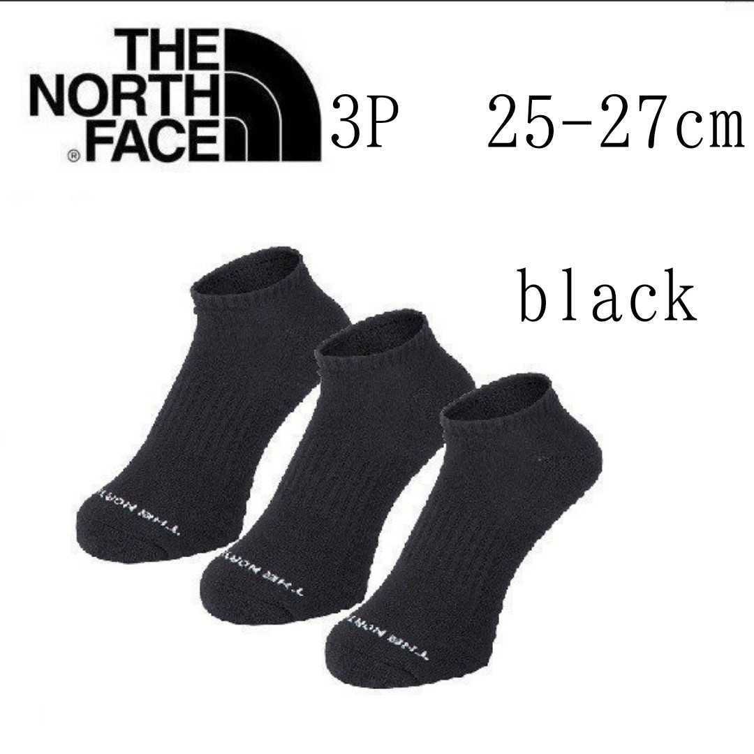 【25～27cm】【THE NORTH FACE】ソックス アンイーブン★★くるぶし 3足 靴下 くつ下 くつした★黒 ブラック★25cm 26cm _画像1