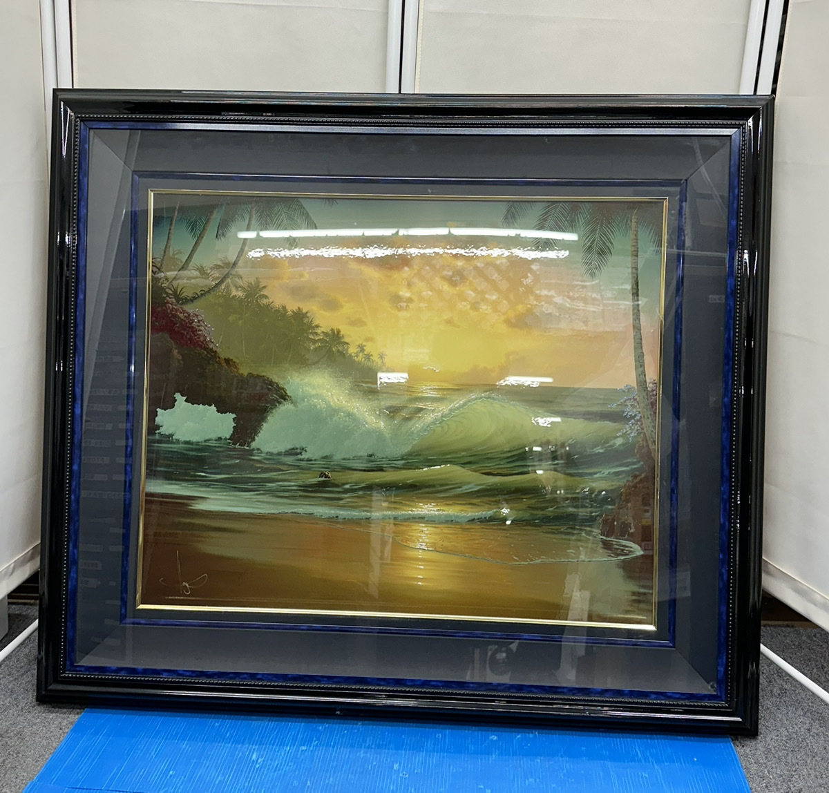 * oil painting woodcut John al hogue John aru horn g time less Ocean nature scenery sea . burning . day autographed written guarantee none present condition delivery storage goods *