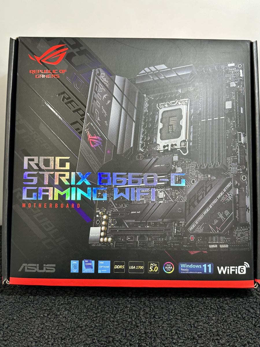 ●ASUS エイスース ROG STRIX B660-G GAMING WIFI MOTHERBOARD マザーボード PC パーツ ゲーミング LGA1700 mATX 開封済み 未使用保管品●_画像2