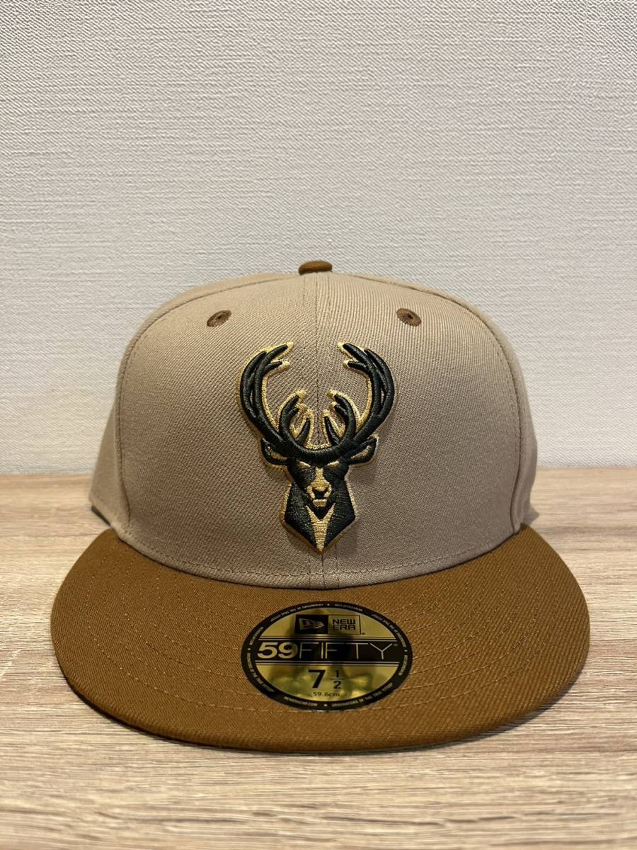 定価8360円　NEW ERA NBA ミルウォーキーバックス 59FIFTY 7 1/2 バスケットボール　ニューエラ　帽子　キャップ_画像2