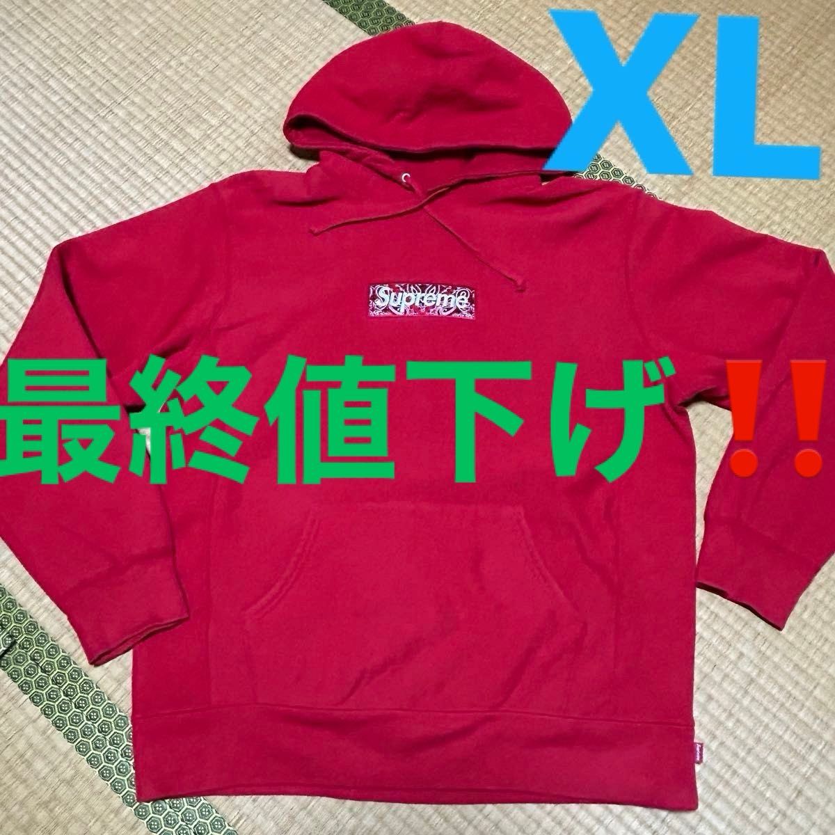 Supreme バンダナ ボックスロゴ スウェット パーカー レッド 超希少XLサイズ】supreme バンダナボックスロゴ box logo 赤