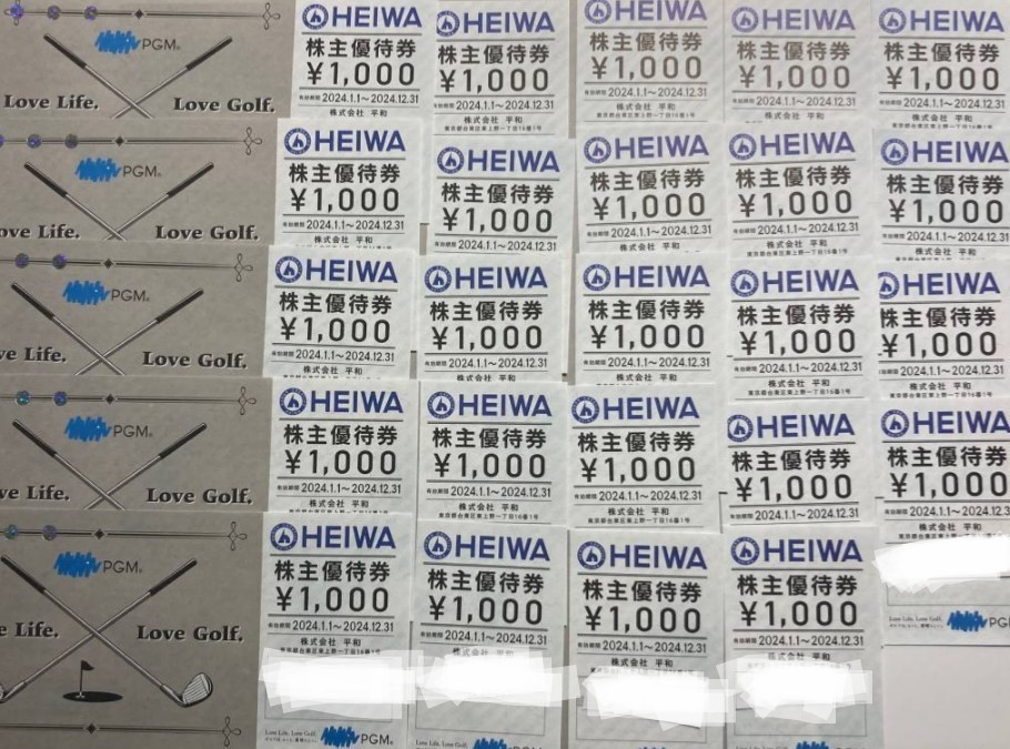 HEIWA　平和株主優待券PGMゴルフ1,000円券×24枚 送料無料_画像1