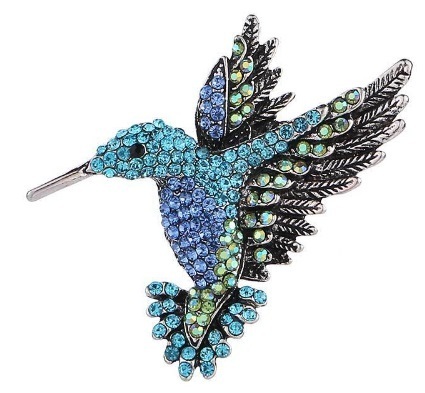 青いハミングバード　ハチドリのデザイン　青い鳥のブローチ　未使用品_画像2