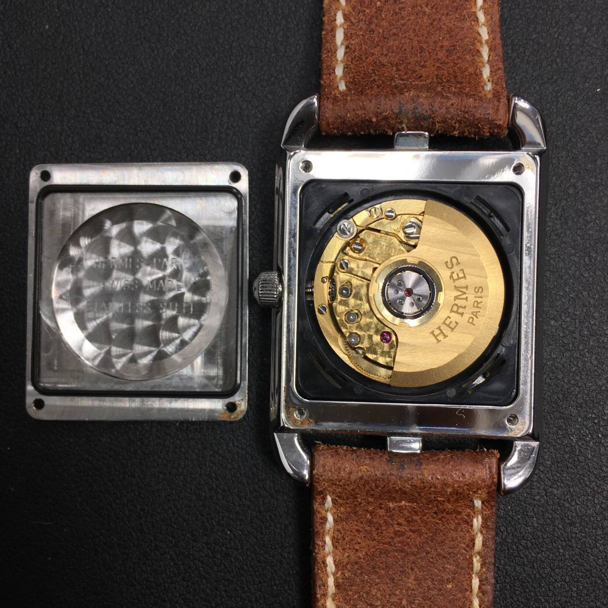 【動作品】HERMES エルメス CC1.710 ケープコッド 腕時計 Automatic 自動巻き デイト シルバー ブラウン_画像9