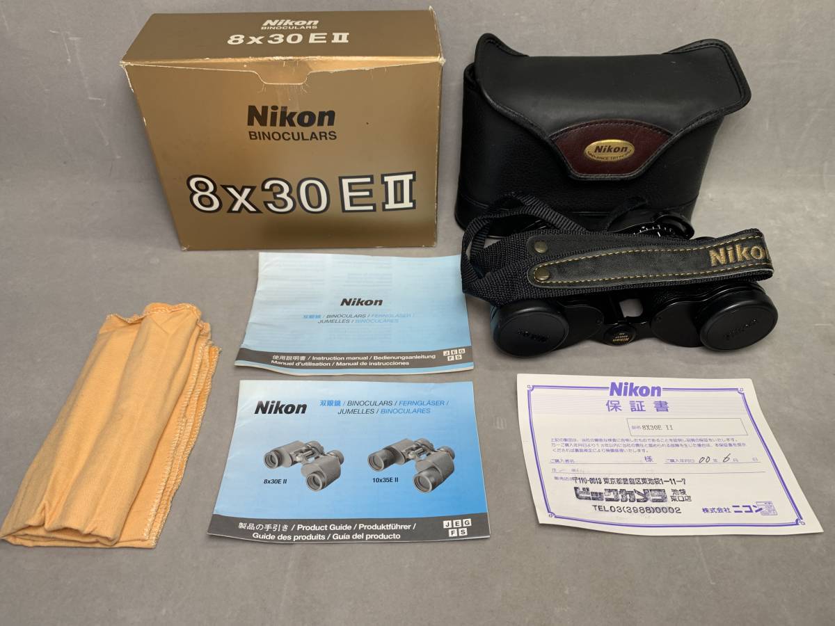 1＃K1a/3415　Nikon ニコン Binoculars 8X30EⅡ ブラックカラー 双眼鏡 外箱　ケース付属 アウトドア　観察　現状/未確認　60サイズ_画像1