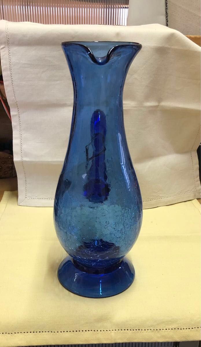 再々お値下げ琉球ガラス 花瓶 そえ島　ピッチャー　手づくり フラワーベース　インテリア　中古品