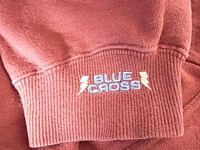 BLUE CROSS　 ブルークロス ジップ付き　ファスナー付き　トレーナー　スカル　ドクロ　バッグプリントあり　サイズLL　あずき色_画像9