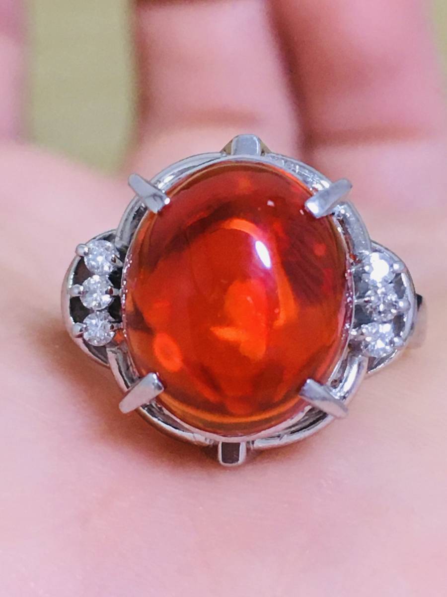 リング　オパール　ダイヤモンド　指輪 　プラチナ Pt900
