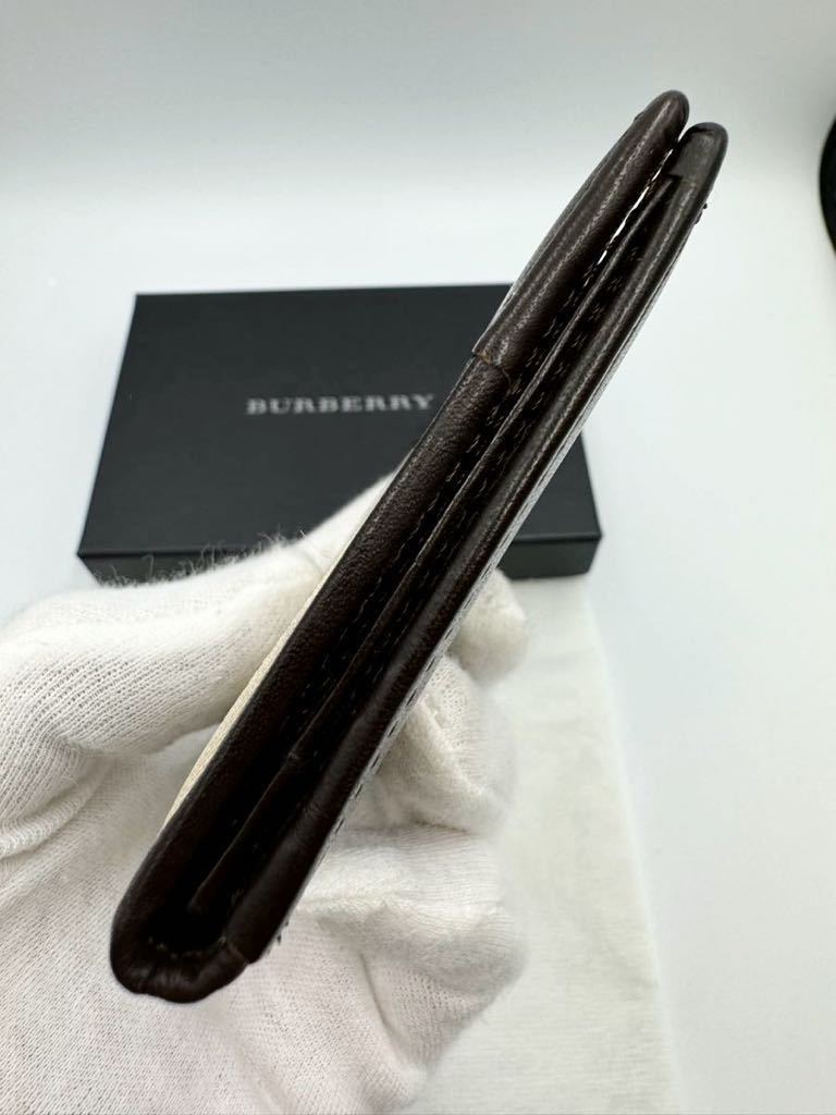  не использовался товар Burberry чехол для пропуска темно-коричневый проверка кожа мужской женский чехол для проездного билета футляр для карточек футляр для визитных карточек 