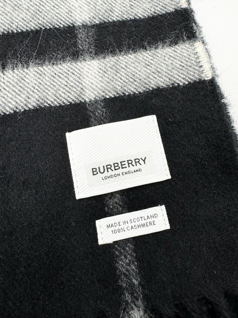 極美品 現行ロゴ バーバリー ロンドン マフラー ブラック チェック カシミヤ100% メンズ レディース　BURBERRY ウール カシミア_画像3