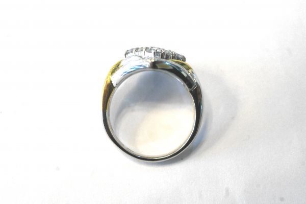 ○新品同様 イエローゴールド K18 プラチナ Pt850 ダイヤ 1.10ct 指輪 リング 12.2g R0071_画像4