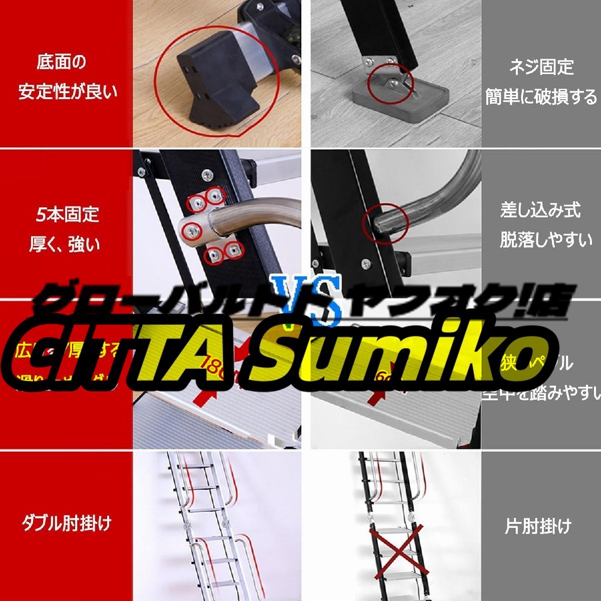 屋根裏階段 アルミ合金 ロフトはしご 階段 手すり付き 家庭用 屋根裏階段 アルミ合金 ロフトはしご 階段 手すり付き 家庭用