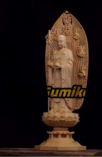 人気新品！木彫仏像 仏教美術 精密細工 高品質 仏師で仕上げ品 地蔵菩薩立像 高さ43cm_画像2