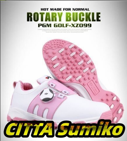 ゴルフ シューズ golf キッズ 男女兼用 子供用 カジュアル 運動靴 防水 軽量 通気性が良い ホワイト/ピンク 23.5cm