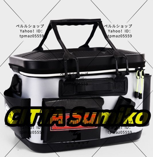 耐久性 携帯便利 EVA素材 タックルボックス タックルケース バッカン 釣り具 収納ケース ロッドホルダー搭載 肩掛けベルト付き 耐摩耗性_画像2