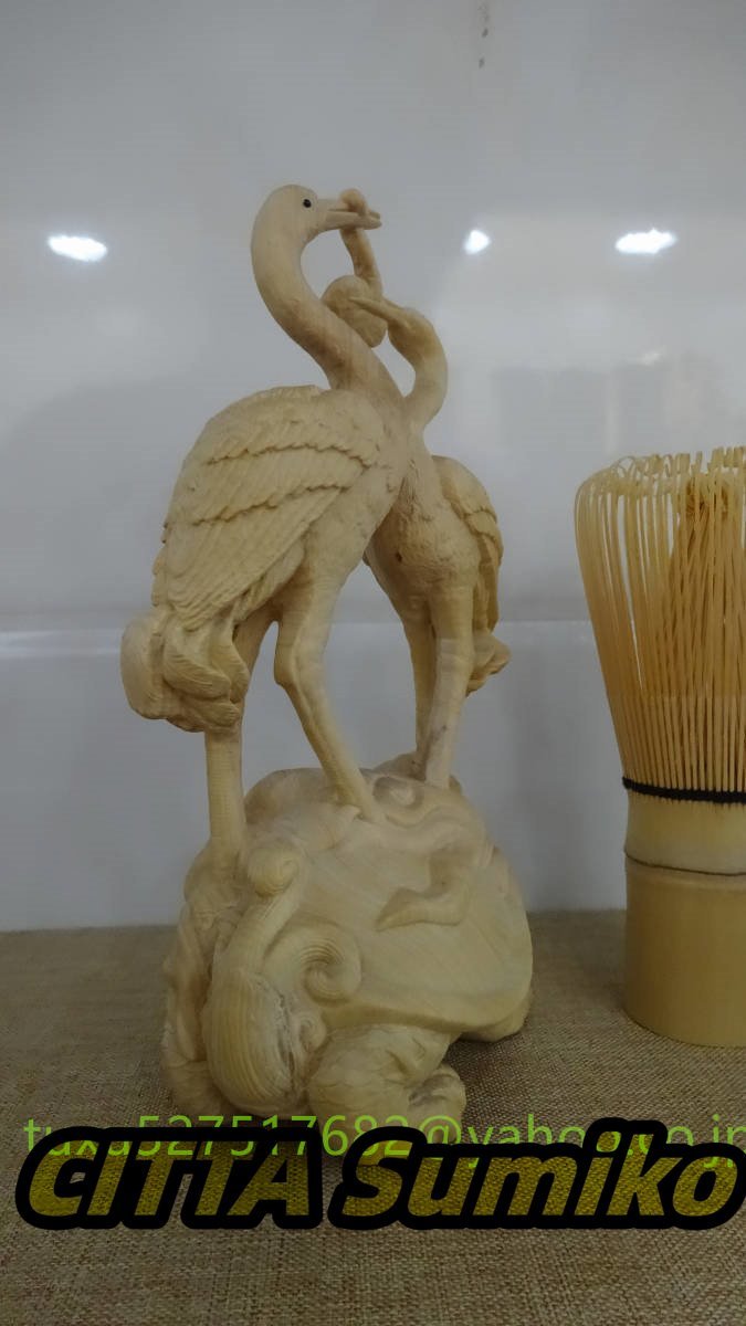 木彫り 鶴と亀 亀 無病息災 彫刻工芸品 飾り 置物_画像4