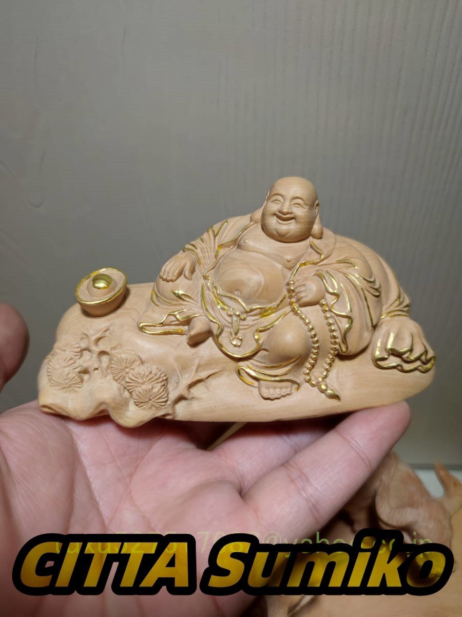 切金 七福神 布袋様 置物 布袋尊 木彫り 縁起物 商売繁盛_画像6