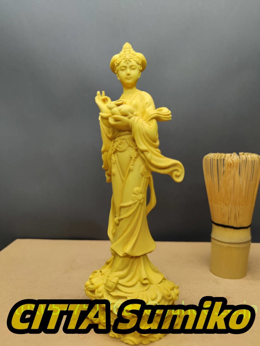 嫦娥 天女像 月の神 立像 彫刻工芸品 木彫り_画像1