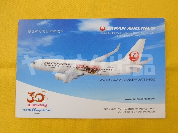 JAL ハピネスエクスプレス号 B737-800 ポストカード 絵はがき 絵葉書 Postcard エアライングッズ 飛行機 日本航空 ディズニー_画像1