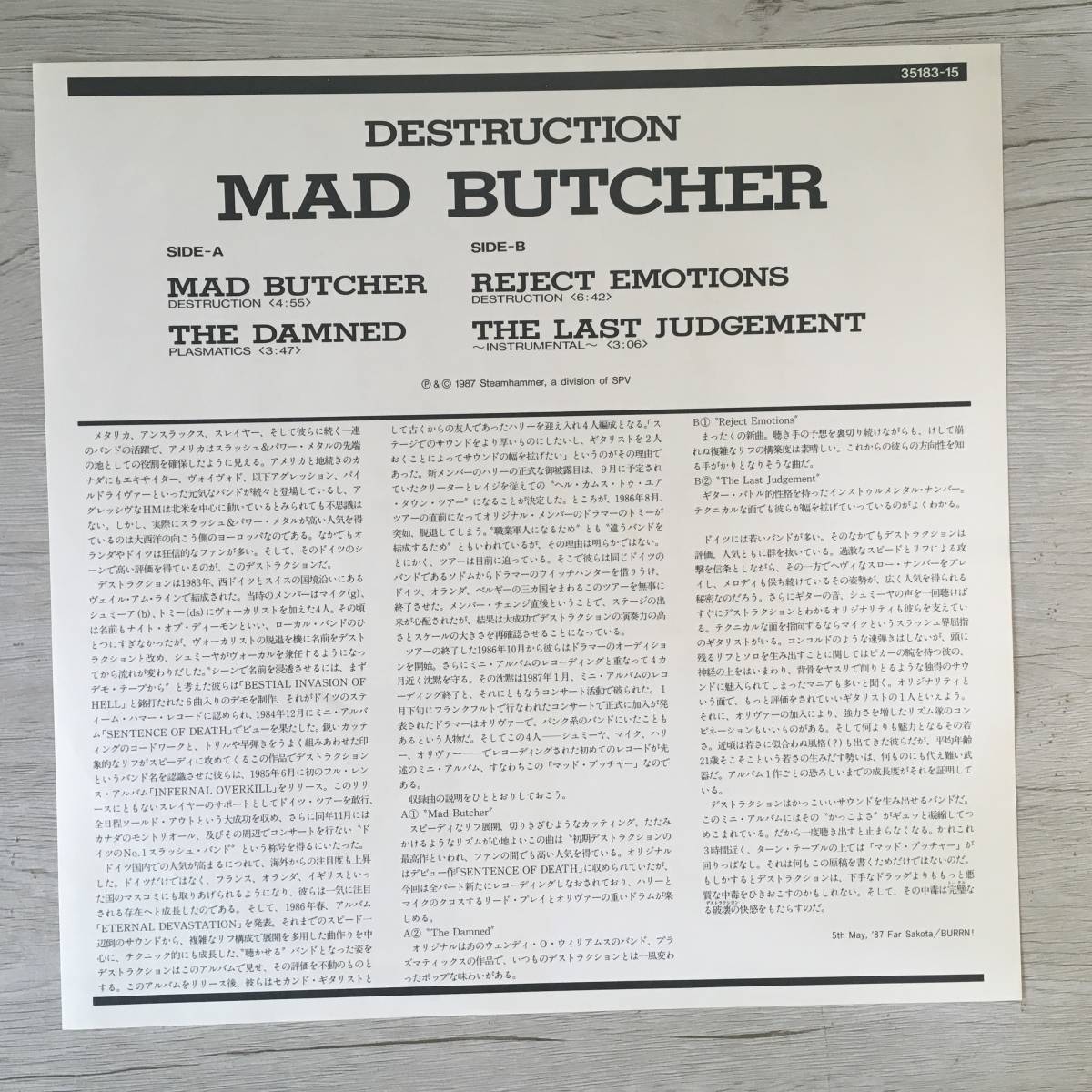 DESTRUCTION MAD BUTCHER