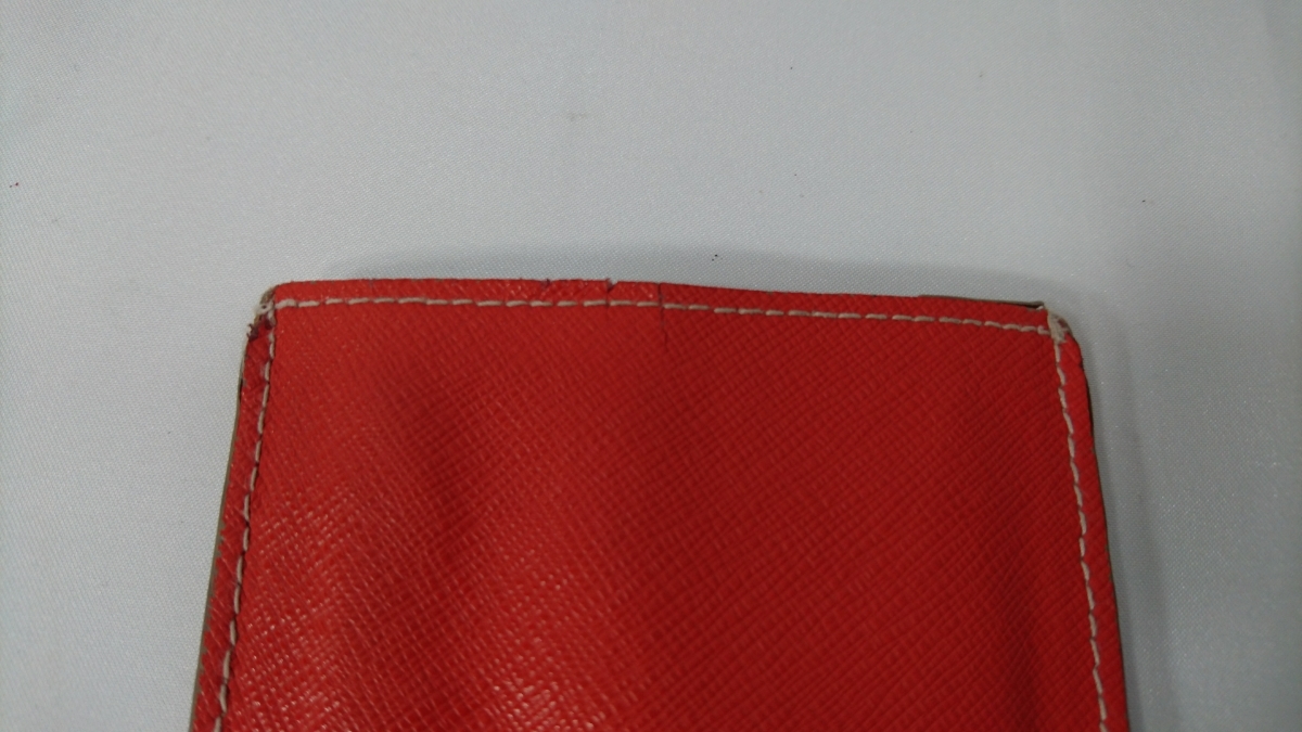  genuine article original leather [FURLA] Furla card inserting card-case pass case orange white lady's 