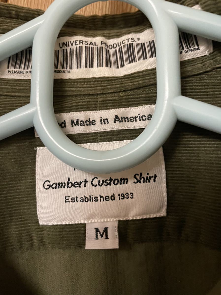 1LDK別注 Gambert Shirts × Universal Products コーデュロイシャツ M オリーブ_画像2