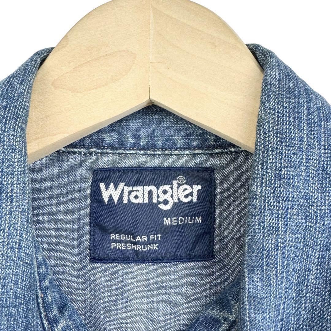 ★即決★サイズM★Wrangler★ デニムウエスタンシャツ デニムシャツ トップス インディゴ 長袖シャツ ラングラー メンズ T-2573 古着公園