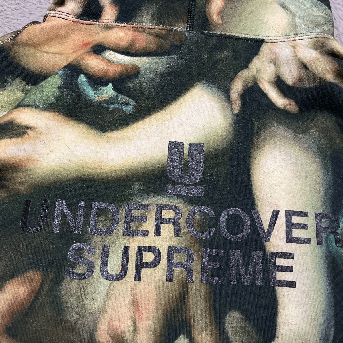 15ss Supreme UNDERCOVER Hooded Sweatshirt Hand パーカー　スウェット　L 総柄　アンダーカバー　_画像3