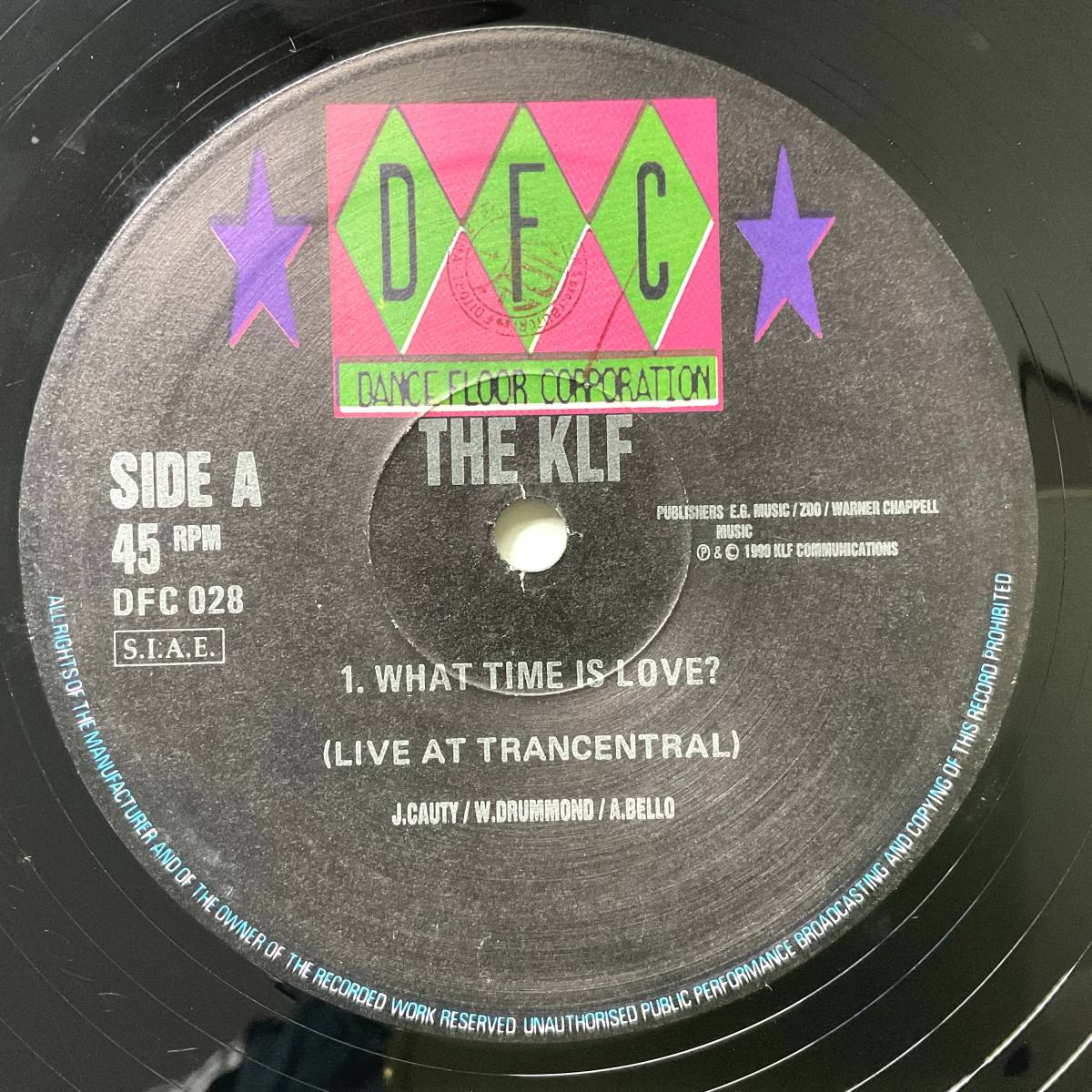 何枚でも同送料 *12” レコード The KLF What Time Is Love? Live At Trancentral RARE ITALY 1990 ORIGINAL DFC028 LICCA*RECORDS 354_画像3
