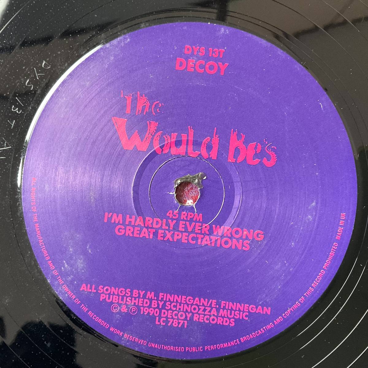 *12” レコード The Would Be's I'm Hardly Ever Wrong UK 1990 ORIGINAL Decoy DYS 13T Very Indie LICCA*RECORDS 419 何枚でも同送料_画像4