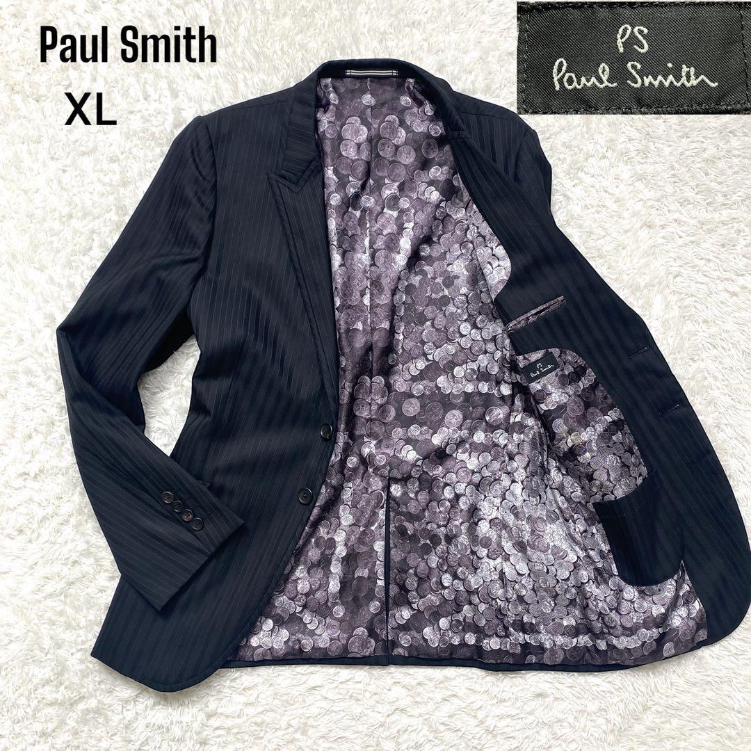 希少サイズXL！さり気ない洒落感　●PS Paul Smith　ポールスミス コイン柄裏地 上質ウール使用 テーラードジャケット ブラック 日本製_画像1