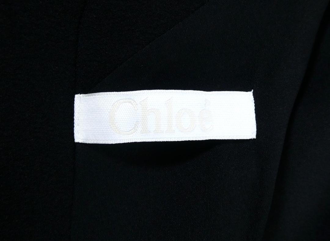 美品 Chloe クロエ バックスリット サイズ36 膝丈 ワンピース クルーネック 長袖 黒 ブラック_画像8