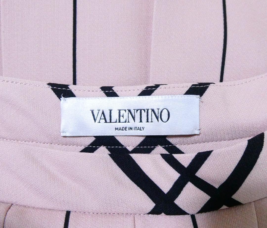 美品 VALENTINO ヴァレンティノ サイズ42 フレアスカート 格子柄 シルクミックス プリーツ 膝丈 フレアスカート ピンク_画像8
