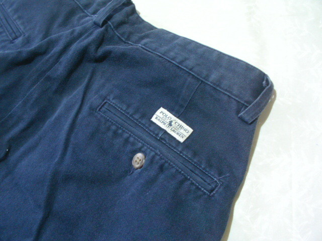 ssy8038 POLO RALPH LAUREN chinos dark navy # two tuck pants # wide plain casual S about 