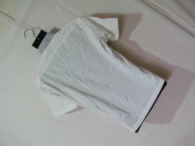 ssy8057 BUSINESS EXPERT 半袖 ポロシャツ ホワイト ■ 二重襟 ■ 無地 綿混素材 サイズ39 シンプル _画像4