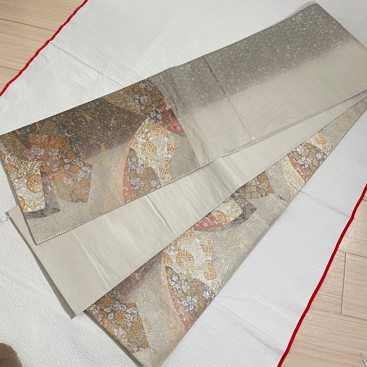 流水扇重割付文 袋帯 着物 正絹 豪華 帯 和装 和服 礼装 kimono