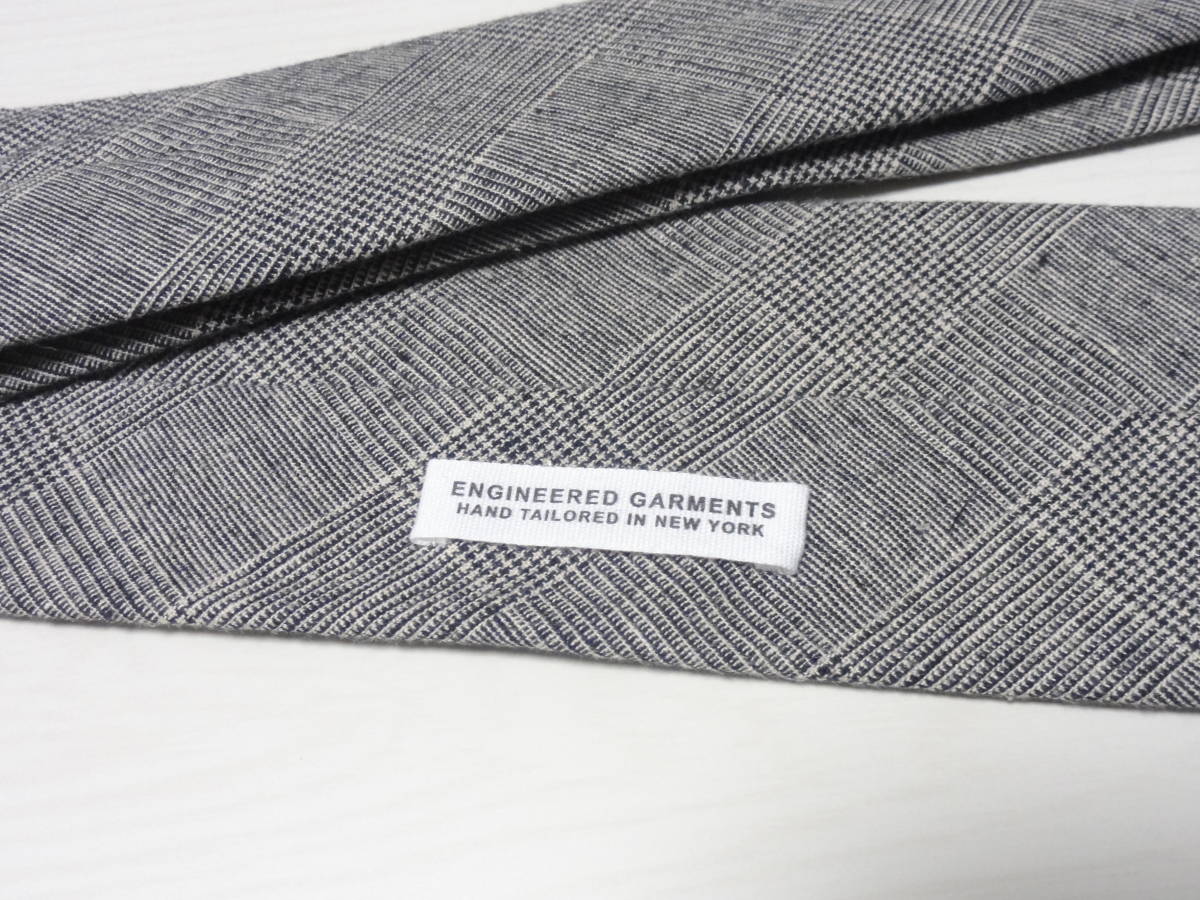 20SS Engineered Garments Neck Tie CL Glen Plaid Grey エンジニアードガーメンツ ネクタイ コットンリネン グレー_画像4