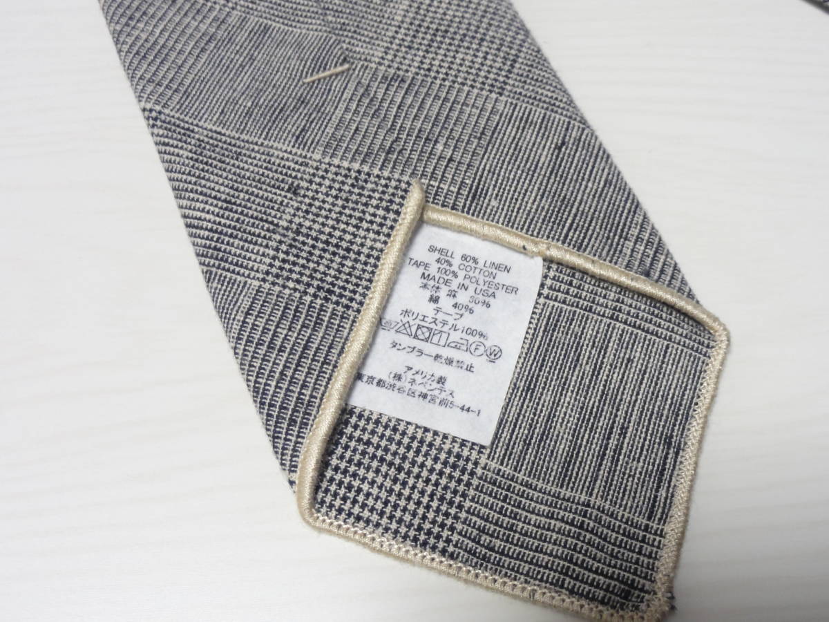 20SS Engineered Garments Neck Tie CL Glen Plaid Grey エンジニアードガーメンツ ネクタイ コットンリネン グレー_画像5