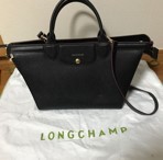 送料込☆LONGCHAMP ロンシャン ルプリアージュ レザー 2WAY ハンドバッグ ショルダーバッグ /ブラック(黒) サイズＬ 入学式/卒業式_画像1