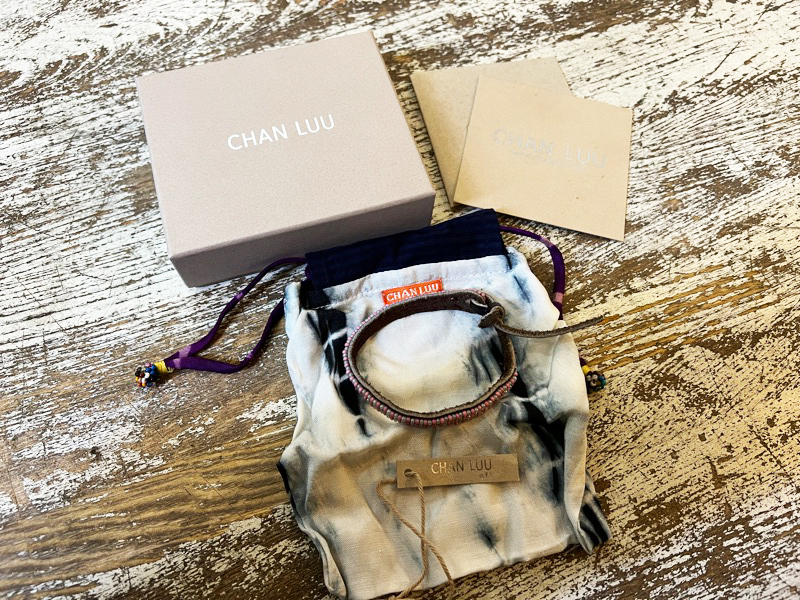 CHAN LUU/チャンルー 3連ビーズレザーブレスレット ビーズアクセサリー ラップブレスレット レディース アクセサリーピンク×ブラウン系