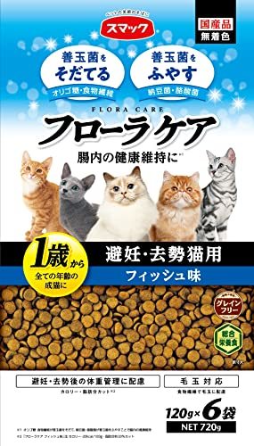 スマック フローラケアCAT グレインフリー 避妊・去勢猫用 フィッシュ味 720g 白の画像1