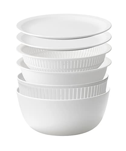 ライクイット (like-it) ざる ボウル 電子レンジ対応 Colander&Bowl 米とぎにも使える ザルとボール ホワイト 6点セット_画像1