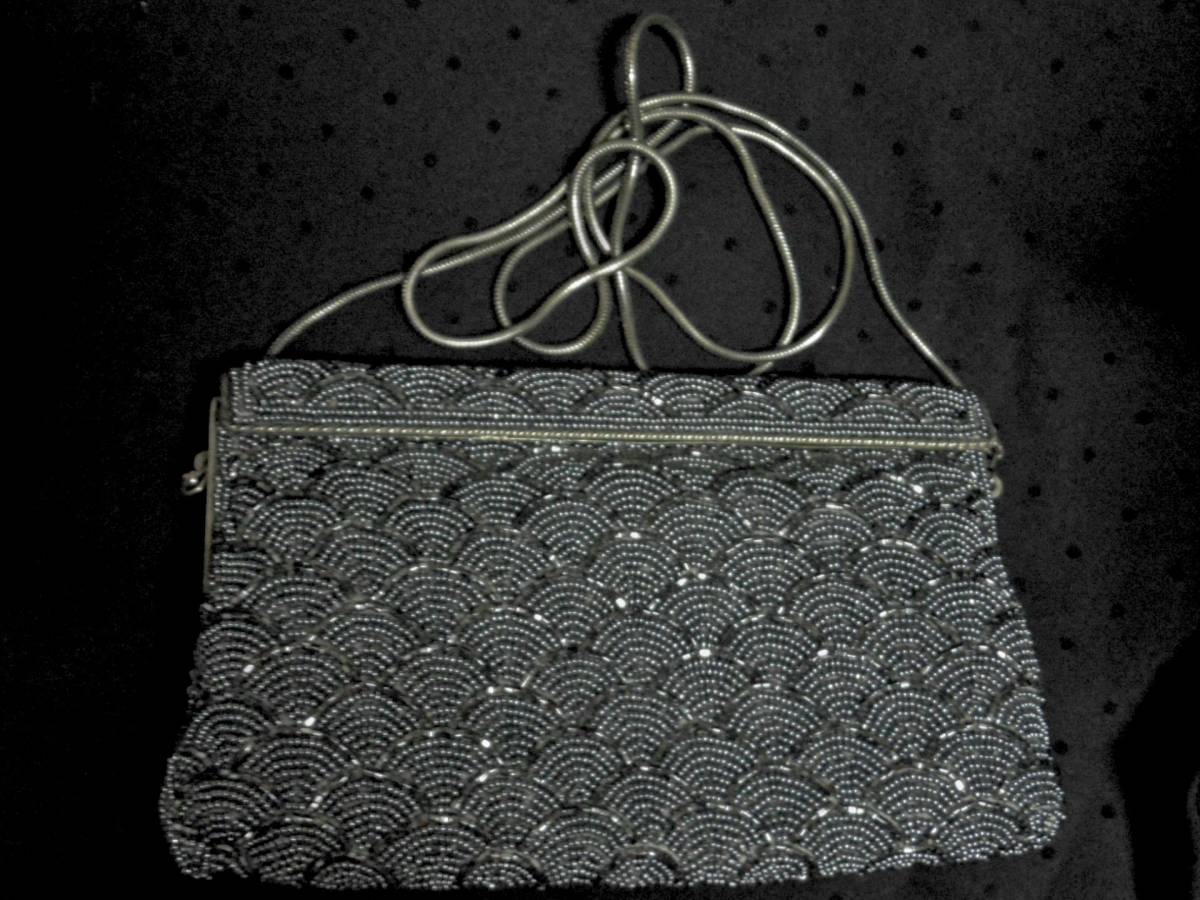  gray series wave. pattern total beads fine pattern pattern. party bag clutch bag used a little small ..