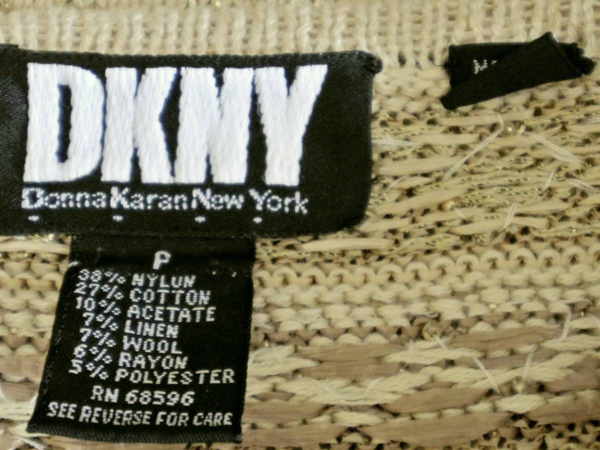 　即決！！DKNY　ベージュ系　長袖セーター　全体にビーズ付き　香港製　中古　_画像5