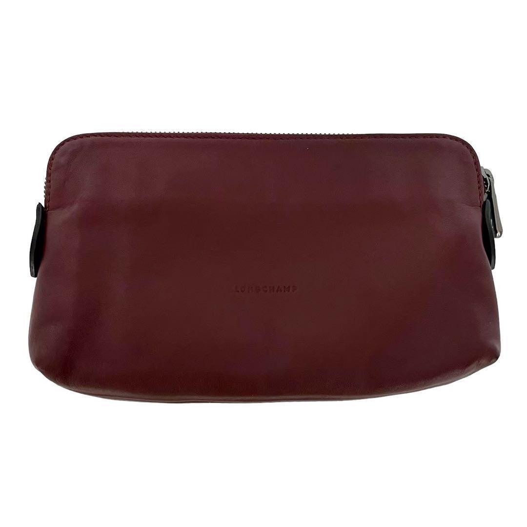 LONGCHAMP Long Champ second bag pouch canvas leather brown group 