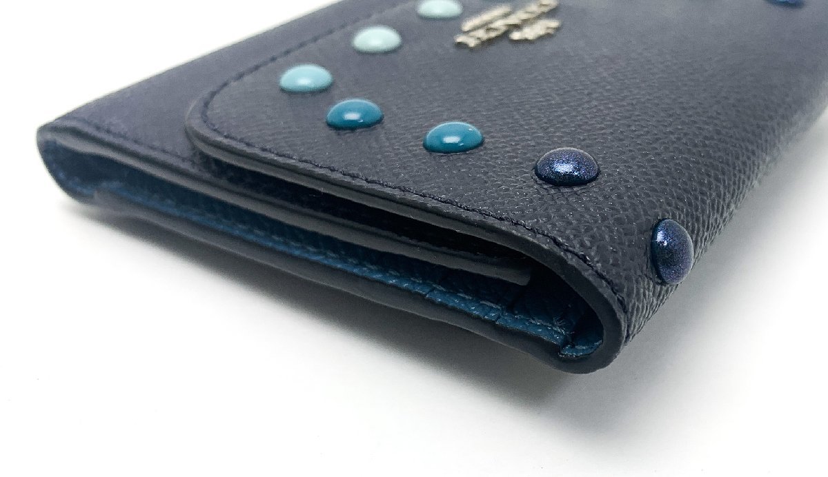 COACH コーチ 二つ折り ミニウォレット F31950 ネイビー ブルー系 コンパクト 財布 サイフ ブランド ※ポスト投稿でのご発送になります。_画像9