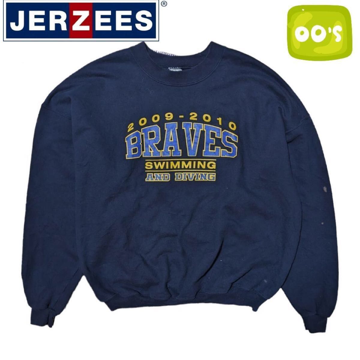 ビンテージ y2k JERZEES BRAVES SWIMMING ネイビー スウェット 古着