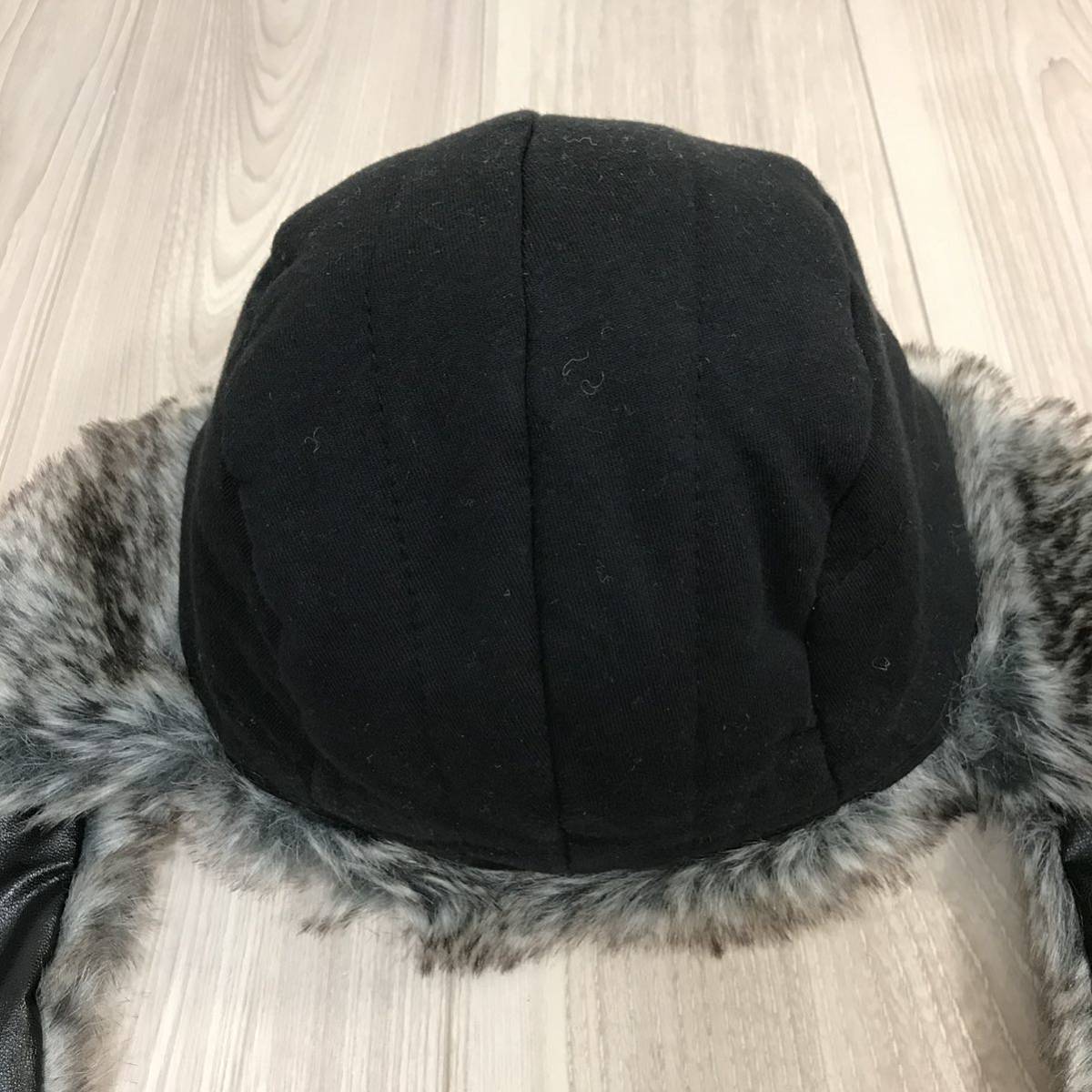 NEW ERA TRAPPER CAP L メンズ レディース 帽子 耳当て ハット レザー トラッパー フライト ボンバー ミリタリー キャップ ブラック_画像5