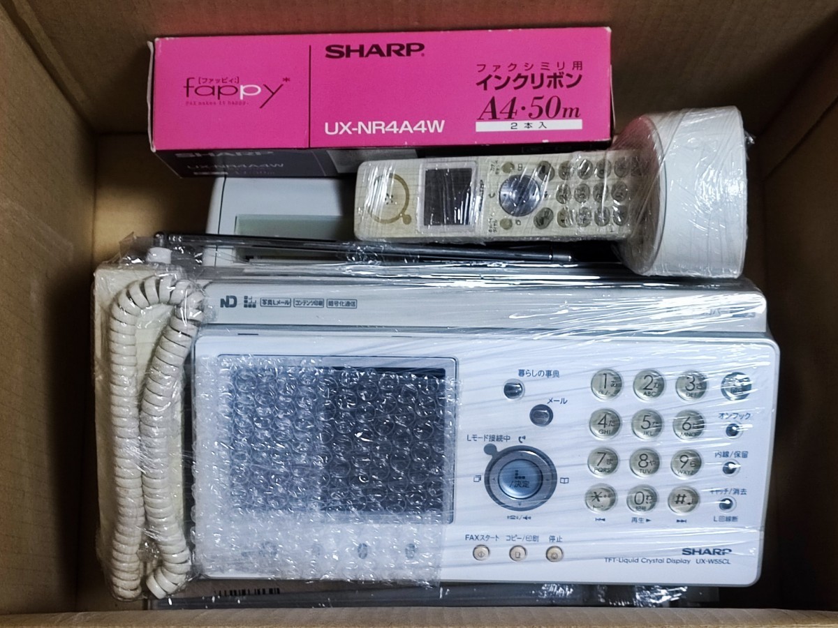 SHARP ファッピィ FAX電話機 インクリボン付き UX-W55CL ファックス ファクシミリ_画像1