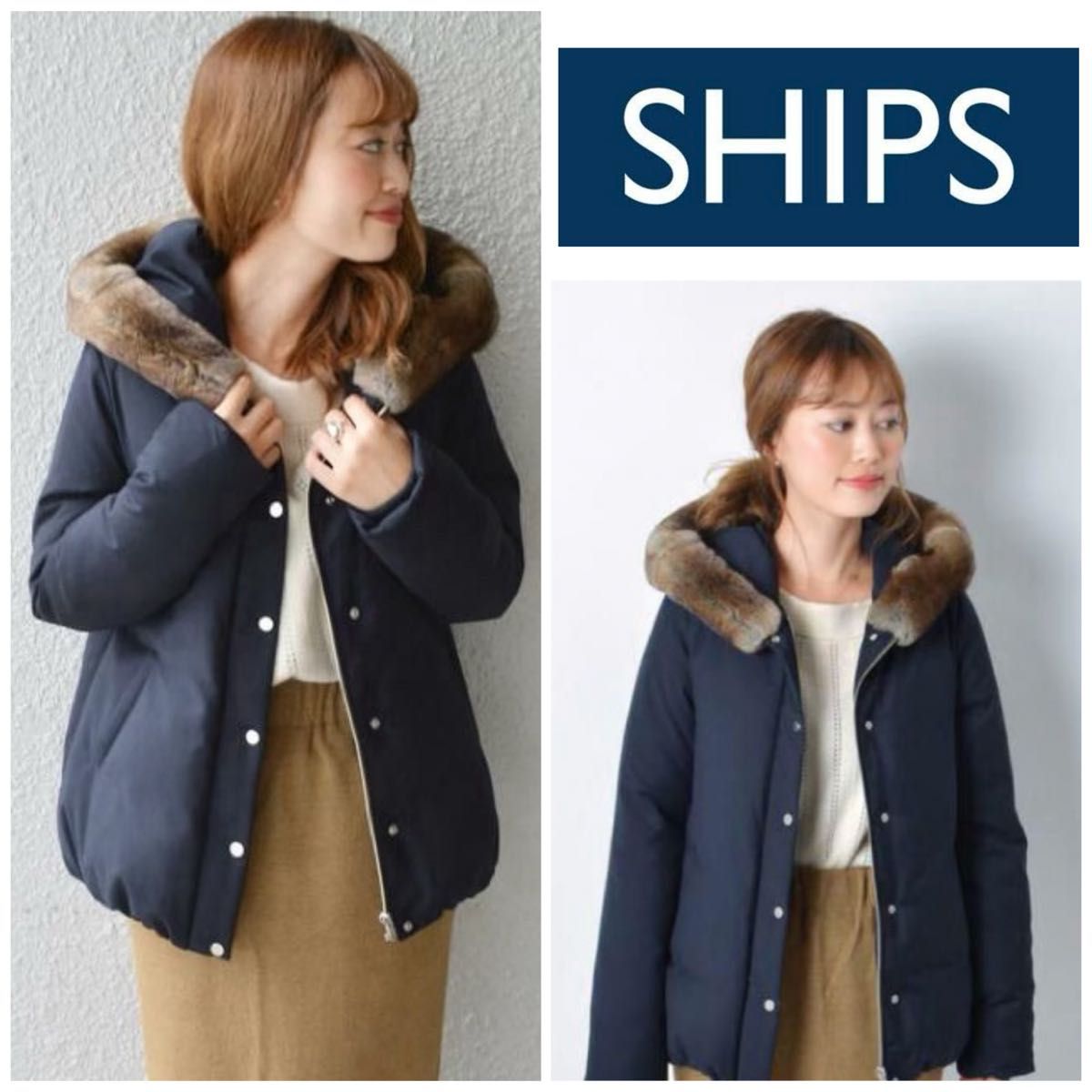 SHIPS(シップス) レッキスファー付きビックフードダウン SHIPS(シップス) レッキスファー付きビックフードダウン